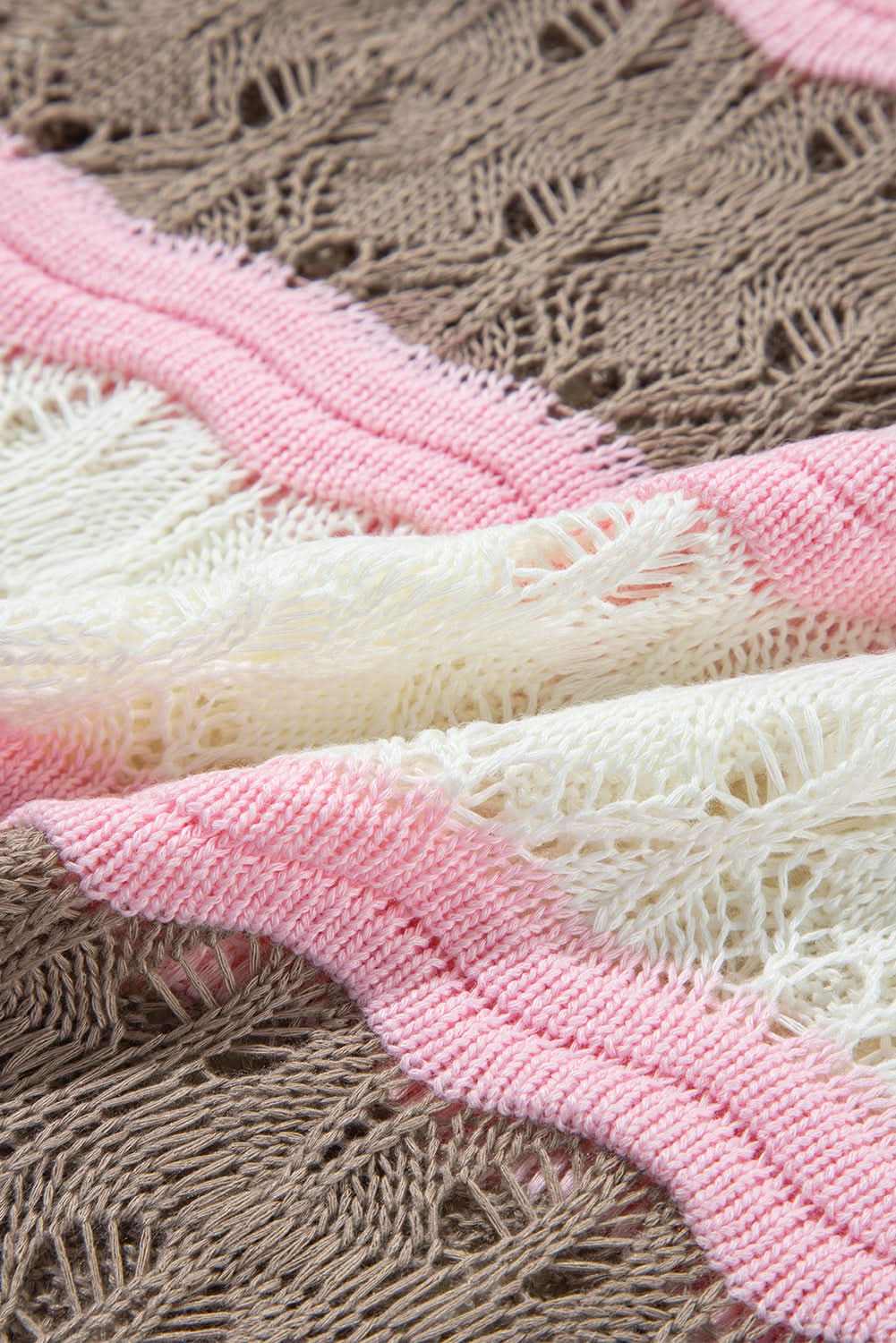 Elegant brown striped crochet sweater - Love Salve